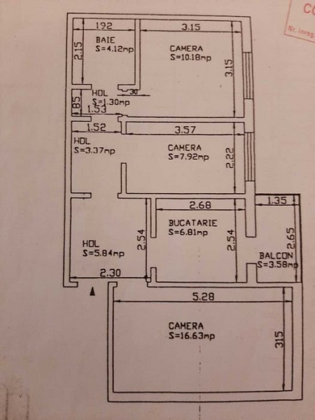 Apartament 3 camere decomandat parter balcon intabulat+beci