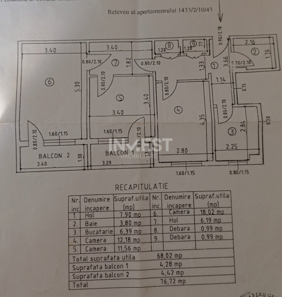 Apartament 3 camere decomandat, Dacia