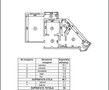 Apartament 2 camere, decomandat, et. 2, Nicolina