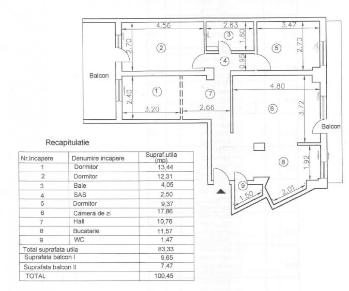 CENTRU- APARTAMENT 4 CAMERE, 2BAI