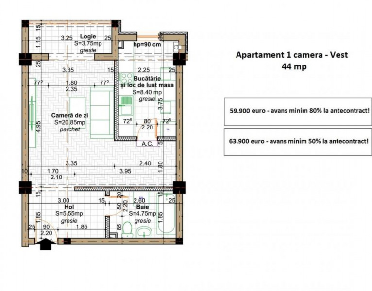 COMISION 0% ! 2 CAMERE BLOC NOU 