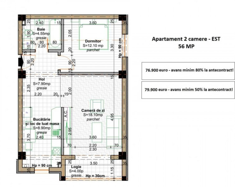 3 CAMERE BLOC NOU 