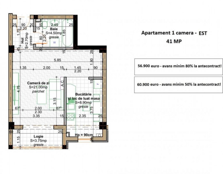 3 CAMERE BLOC NOU 