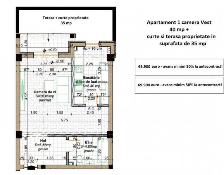 3 CAMERE BLOC NOU 