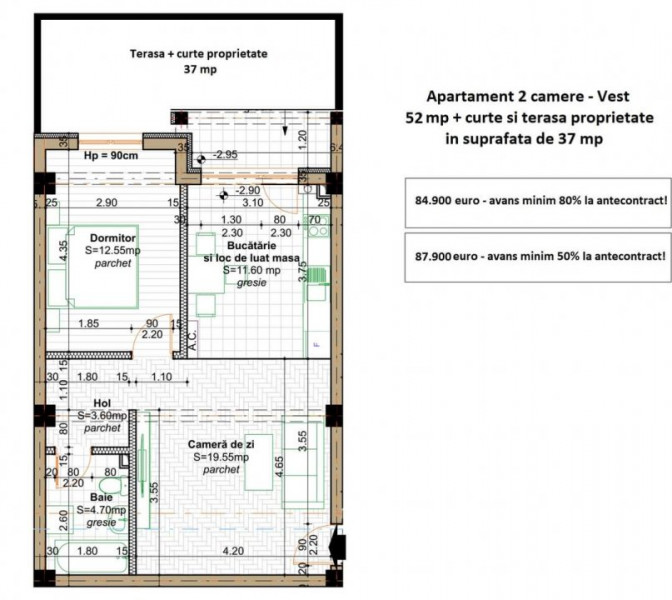 3 CAMERE BLOC NOU 