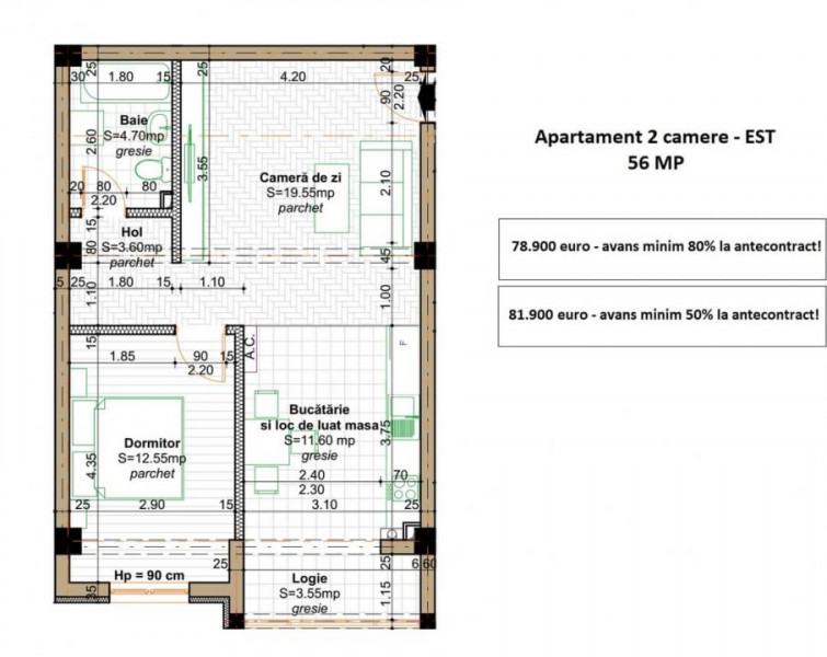 3 CAMERE BLOC NOU 