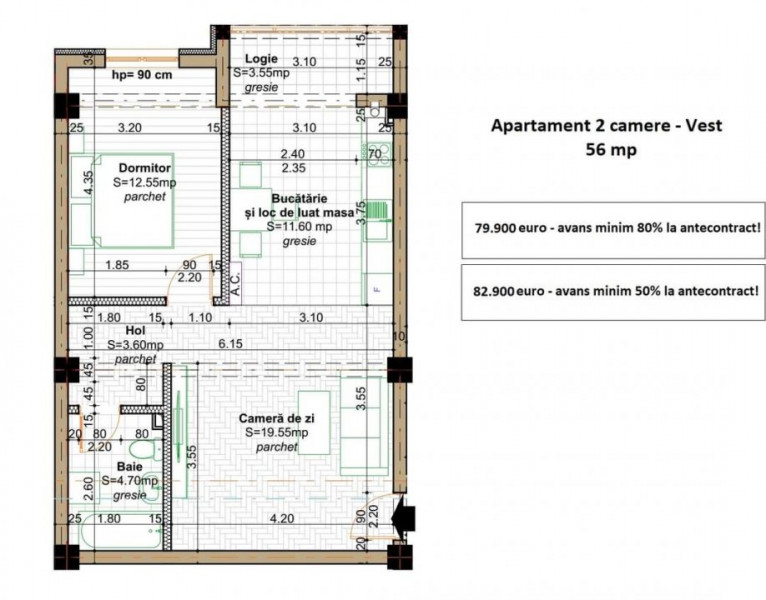 3 CAMERE BLOC NOU 