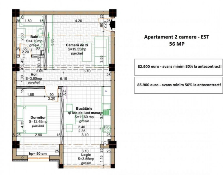 3 CAMERE BLOC NOU 