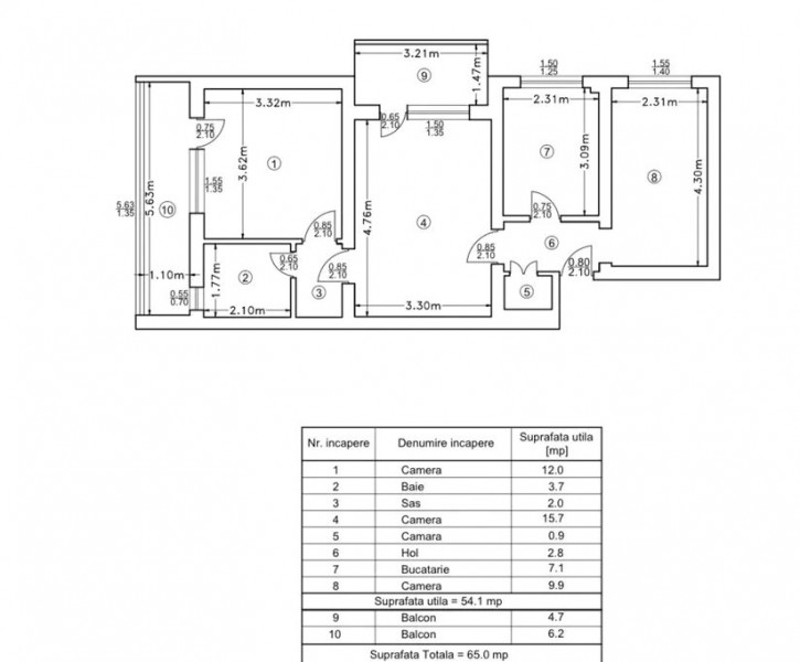 Apartament 3 camere - etajul 1 - Podu Roș, Liceul Racoviță