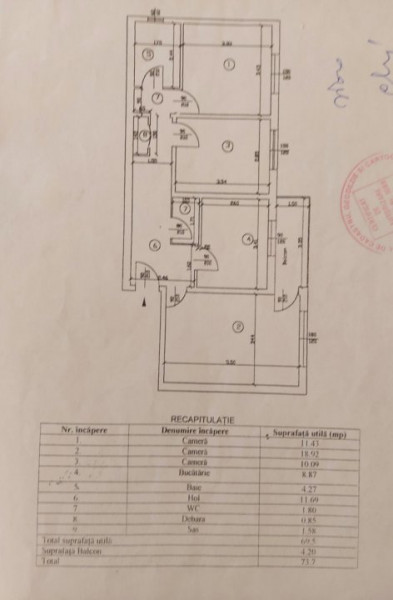 Apartament 3 camere si 2 bai, zona Canta- Profi, Iasi