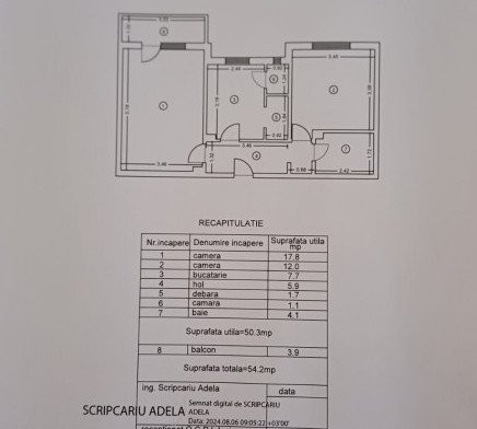 Apartament 2 camere decomandat, 54 mp, mobilat și utilat, CUG