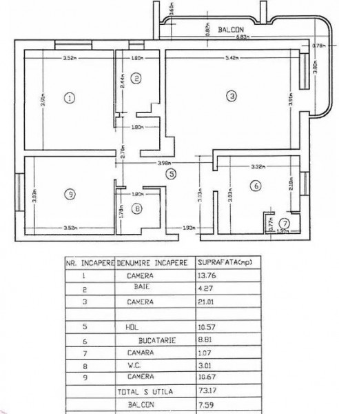Apartament 3 camere, bloc tip vila, zona Arcu - Fostul Billa, Iasi