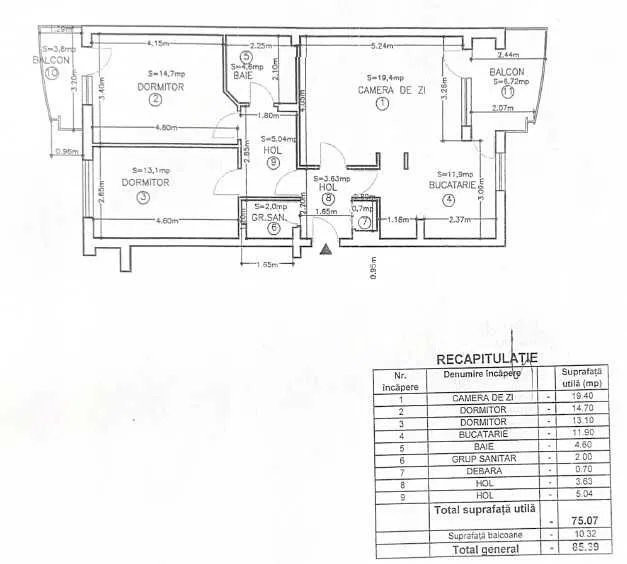 Apartament 3 camere si 2 bai + garaj intabulat, zona Moara de foc, Iasi