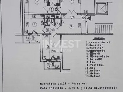 Zimbru- Apartament 3 camere,2 bai, 3 balcoane, etaj intermediar 