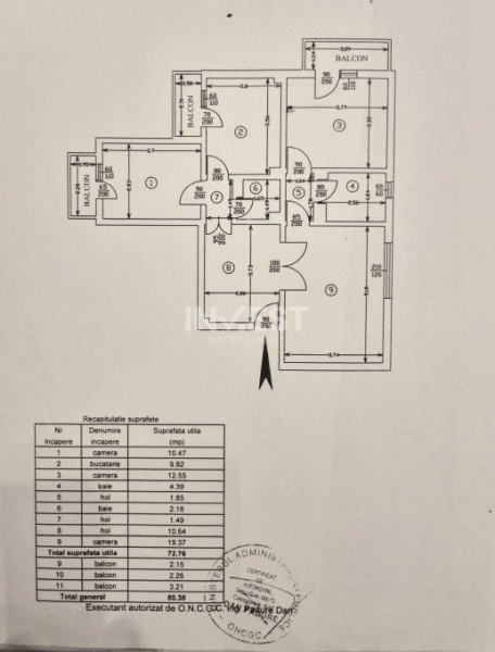 Apartament  de vanzare, 3 camere si 2 bai, zona Moara de Foc, Iasi