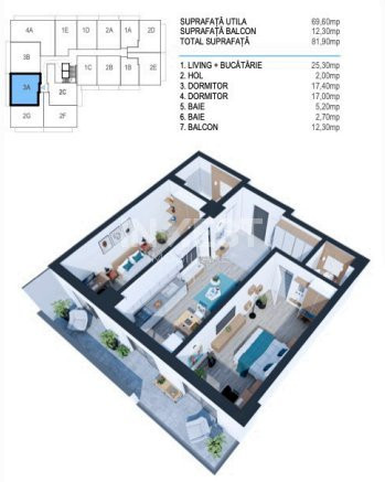 APARTAMENT CU 3 CAMERE , NICOLINA