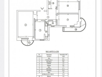 Apartament de vanzare 3 camere si 2 bai, zona Moara de Foc, Iasi
