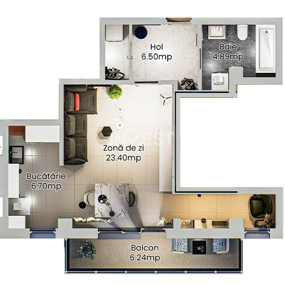 Apartament 1 cameră - spațios într-un complex rezidențial modern din Nicolina