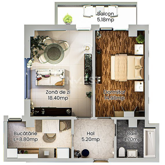 Apartament 2 camere - spațios într-un complex rezidențial modern din Nicolina