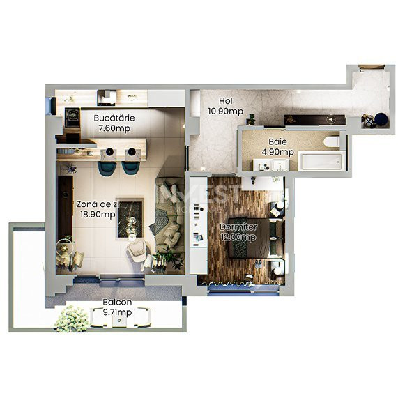 Apartament 2 camere - spațios într-un complex rezidențial modern din Nicolina