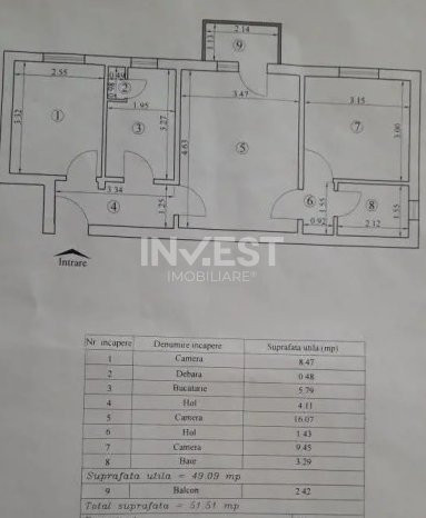 Apartament 3 camere - etajul 1 - Baza 3 