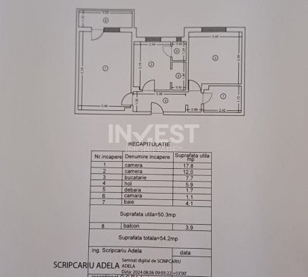 Apartament 2 camere decomandat, 54 mp, mobilat și utilat, CUG
