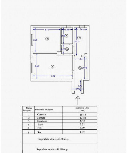 Copou- apartament 2 camere, etajul 1 