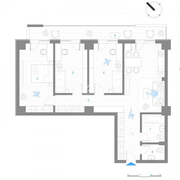 APARTAMENT 4 CAMERE , NICOLINA , 103 MP