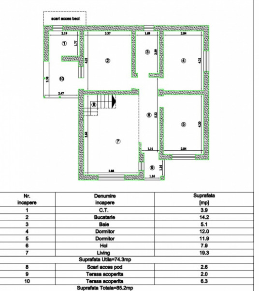 CASA INDIVIDUALA , 3 CAMERE, BECI,  PLACA DE BETON PESTE ETAJ , TOMESTI