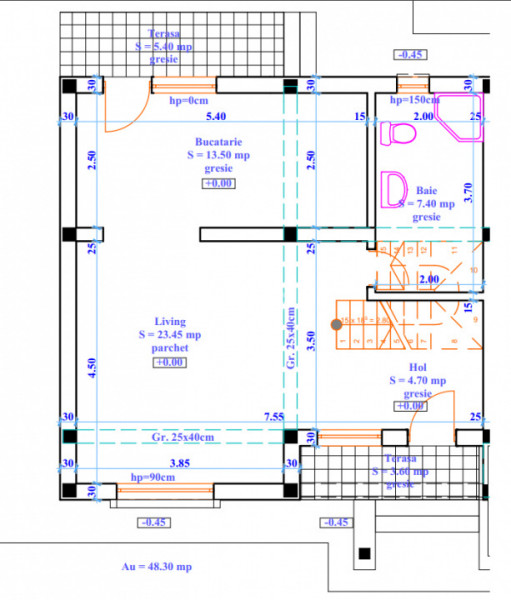DUPLEX 4 CAMERE, 2 BAI SI POD GENEROS , VALEA ADANCA-FUNDATIA OMENIA