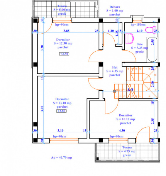 DUPLEX 4 CAMERE, 2 BAI SI POD GENEROS , VALEA ADANCA-FUNDATIA OMENIA