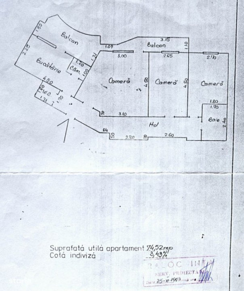  Apartament de vanzare, 3 camere si 2 bai, zona Gara , Iasi