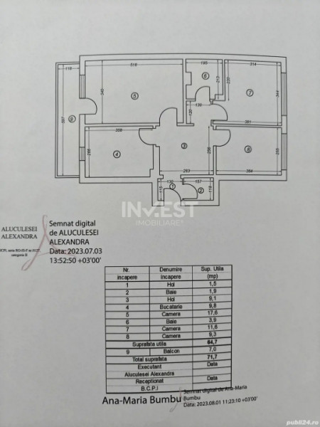 APARTAMENT 3 CAMERE-DACIA-70 mp