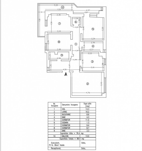Apartament de vanzare 4 camere si 2 bai, zona Pacurari- Mimoza, Iasi