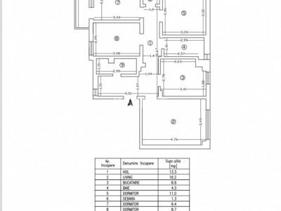 Apartament de vanzare 4 camere si 2 bai, zona Pacurari- Mimoza, Iasi