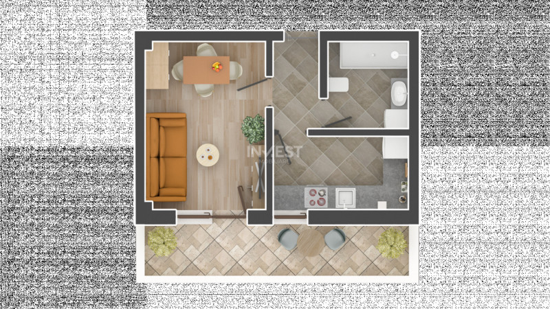 APARTAMENT 1 CAMERA, 30.35 MP UTILI, PARTER, PLATOU GALATA