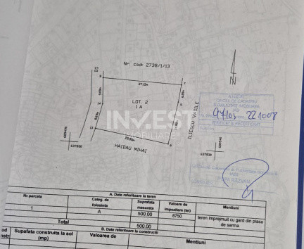Teren intravilan de vanzare, 500mp, Rediu, lângă Primarie 