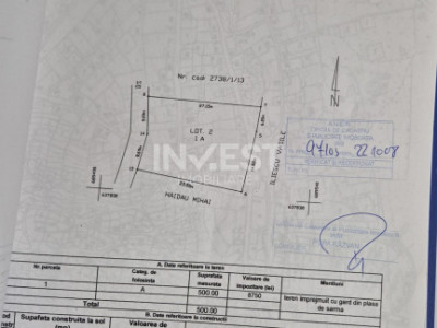Teren intravilan de vanzare, 500mp, Rediu, lângă Primarie 