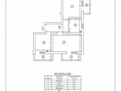 Apartament intabulat cu 2 camere - decomandat, etaj 1, mobilat & utilat