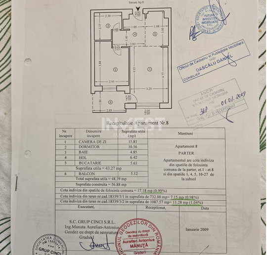 Apartament 2 camere-Bloc nou-Tatarasi