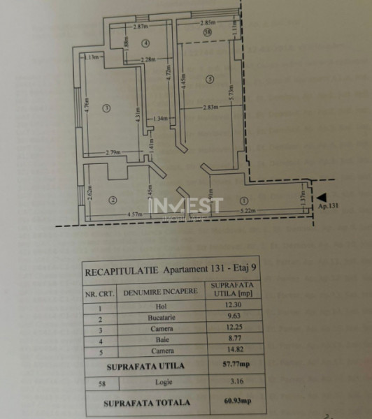 APARTAMENT 2 CAMERE, DECOMANDAT, 61 MP, VISOIANU