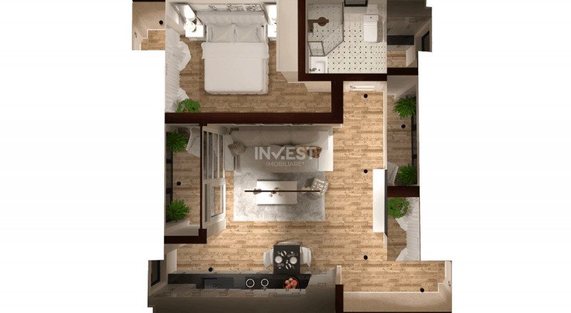 APARTAMENT 2 CAMERE, OPEN-SPACE, VISOIANU , INTABULAT, MUTARE RAPIDA