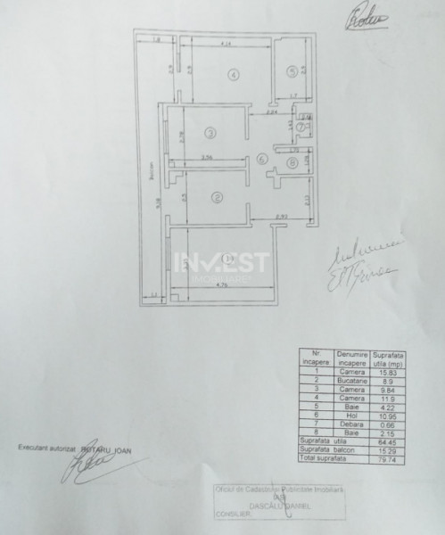 Apartament de vanzare 3 camere, 79 mp, etaj 1, zona Canta, Iasi