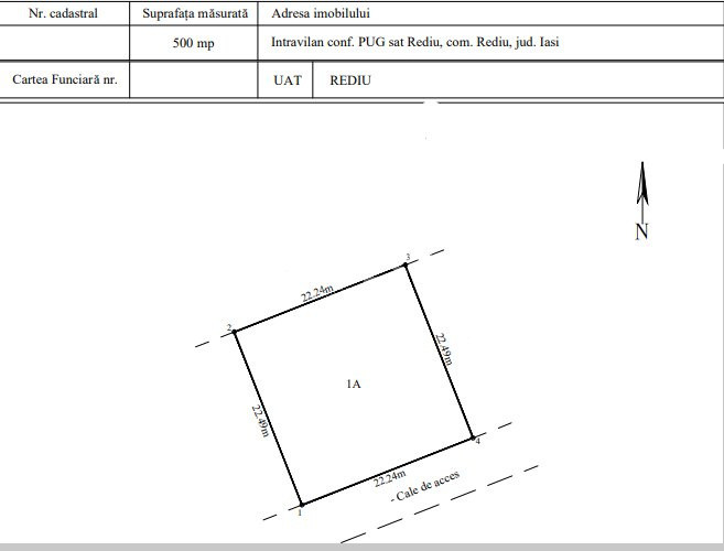 TEREN INTRAVILAN VALEA LUPULUI-REDIU , 500 MP utili + 120 MP cale de acces