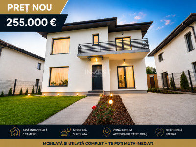 Casa individuala, 5 camere, 3 bai, utilata. Zona Bucium- Plopii Fara Sot, IASI