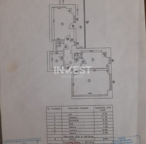 Apartament 2 camere decomandat-59mp-bloc 1986-Granit-Socola