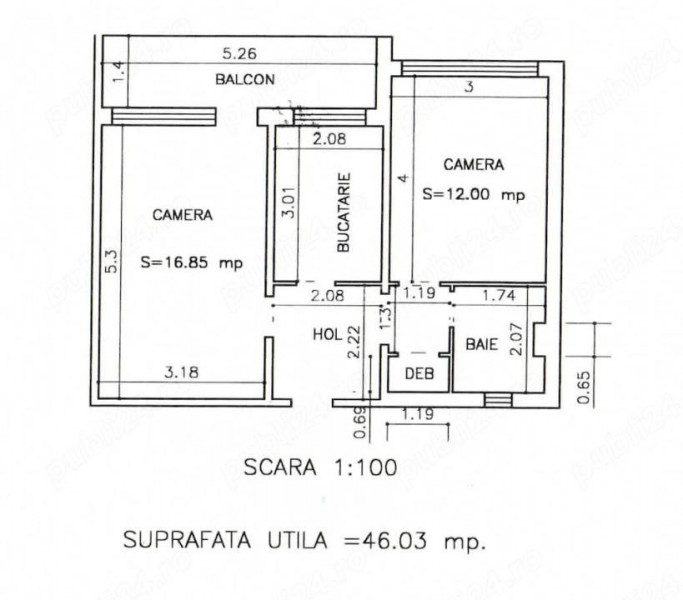 Apartament 2 camere-etaj 1-Tătărași