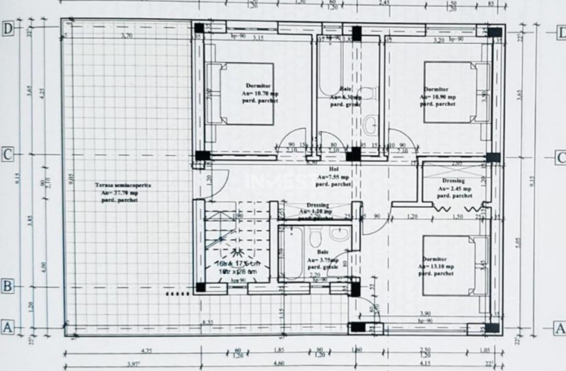 Casa individuala , 4 camere, 3 bai, garaj 26 mp , terasa 40 mp, VALEA ADANCA