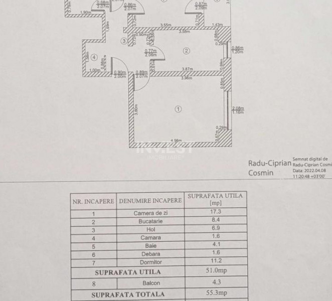 Apartament 2 camere-Dacia-Etaj Intermediar