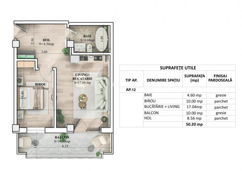 APARTAMENT CU 2 CAMERE, ETAJ 1, 50 MP IASI